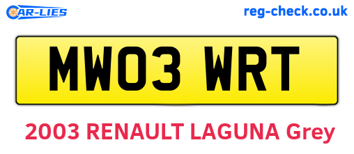 MW03WRT are the vehicle registration plates.