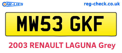 MW53GKF are the vehicle registration plates.