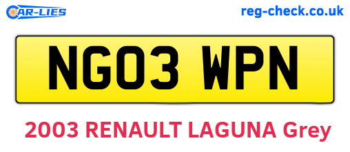 NG03WPN are the vehicle registration plates.