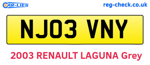 NJ03VNY are the vehicle registration plates.