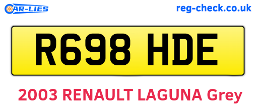 R698HDE are the vehicle registration plates.