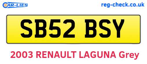SB52BSY are the vehicle registration plates.