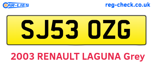 SJ53OZG are the vehicle registration plates.