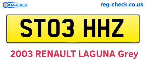 ST03HHZ are the vehicle registration plates.