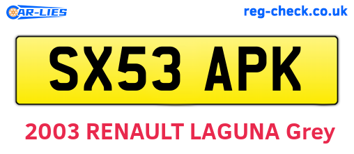 SX53APK are the vehicle registration plates.