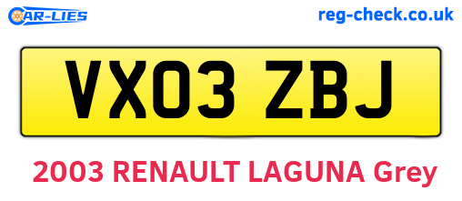 VX03ZBJ are the vehicle registration plates.
