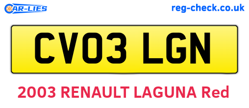 CV03LGN are the vehicle registration plates.