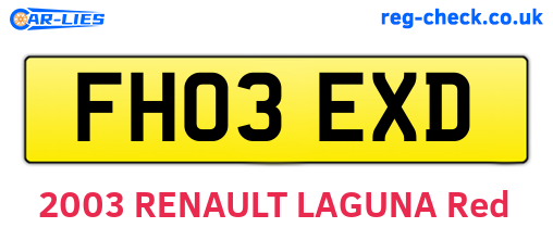 FH03EXD are the vehicle registration plates.
