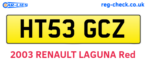 HT53GCZ are the vehicle registration plates.