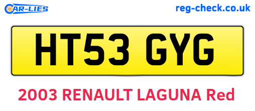 HT53GYG are the vehicle registration plates.