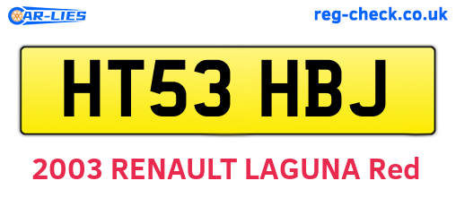 HT53HBJ are the vehicle registration plates.