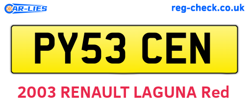 PY53CEN are the vehicle registration plates.