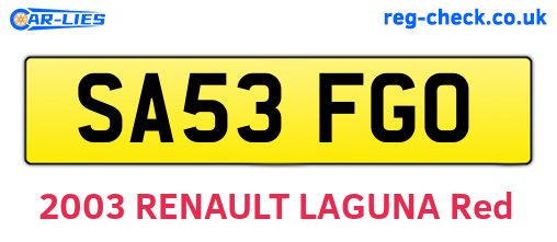 SA53FGO are the vehicle registration plates.