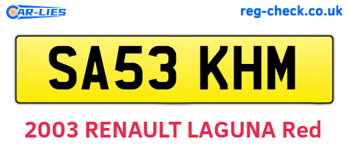 SA53KHM are the vehicle registration plates.