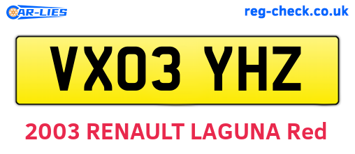 VX03YHZ are the vehicle registration plates.
