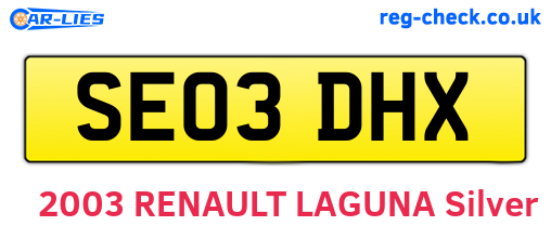 SE03DHX are the vehicle registration plates.