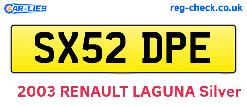 SX52DPE are the vehicle registration plates.