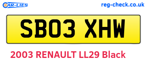 SB03XHW are the vehicle registration plates.