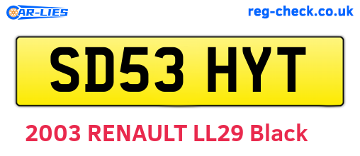 SD53HYT are the vehicle registration plates.