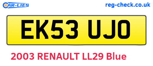 EK53UJO are the vehicle registration plates.