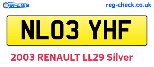 NL03YHF are the vehicle registration plates.
