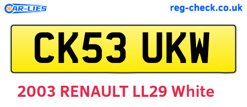 CK53UKW are the vehicle registration plates.