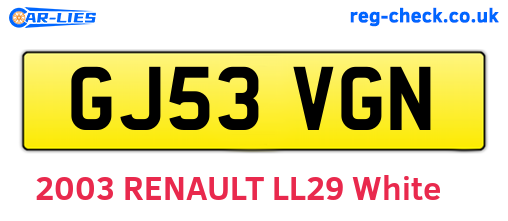 GJ53VGN are the vehicle registration plates.