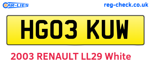HG03KUW are the vehicle registration plates.