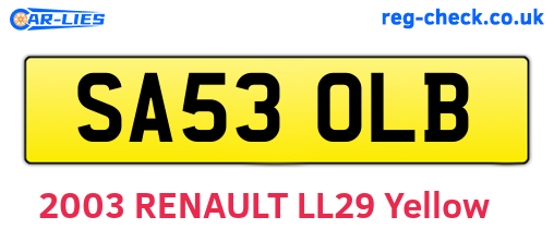 SA53OLB are the vehicle registration plates.