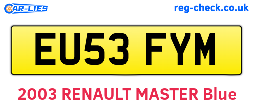 EU53FYM are the vehicle registration plates.