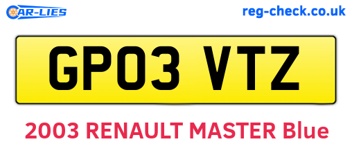 GP03VTZ are the vehicle registration plates.