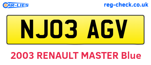 NJ03AGV are the vehicle registration plates.