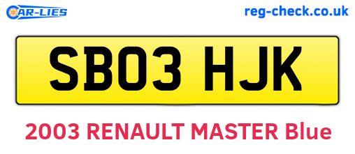 SB03HJK are the vehicle registration plates.