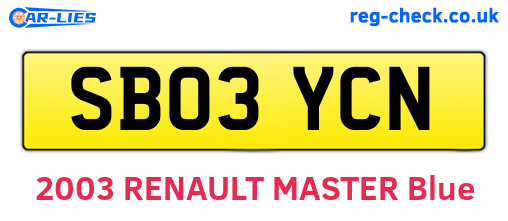 SB03YCN are the vehicle registration plates.