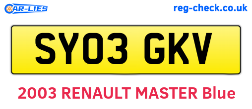 SY03GKV are the vehicle registration plates.