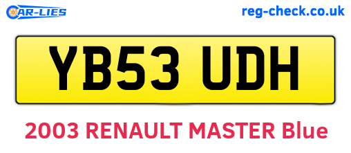 YB53UDH are the vehicle registration plates.