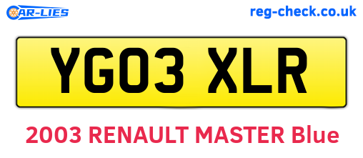 YG03XLR are the vehicle registration plates.