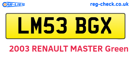 LM53BGX are the vehicle registration plates.