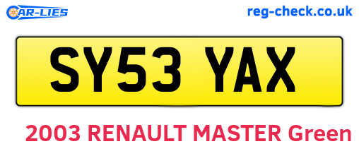 SY53YAX are the vehicle registration plates.
