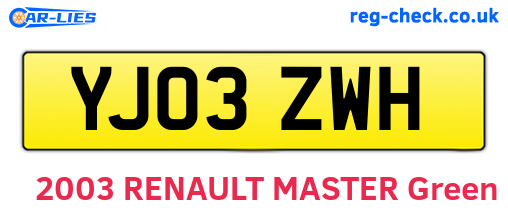 YJ03ZWH are the vehicle registration plates.