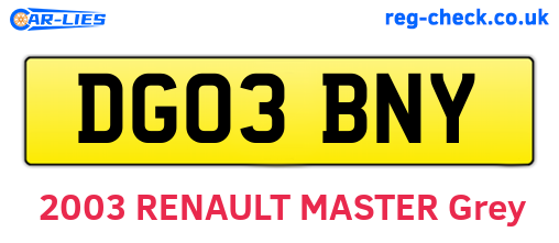 DG03BNY are the vehicle registration plates.