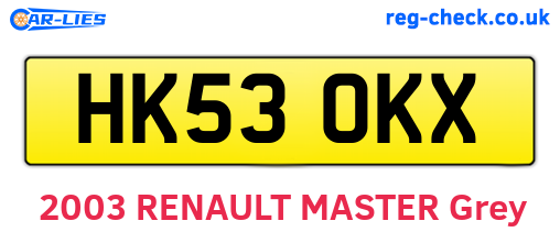 HK53OKX are the vehicle registration plates.