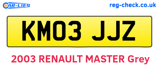 KM03JJZ are the vehicle registration plates.