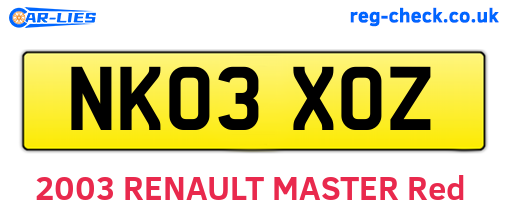 NK03XOZ are the vehicle registration plates.