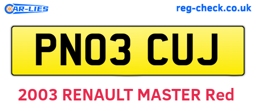 PN03CUJ are the vehicle registration plates.