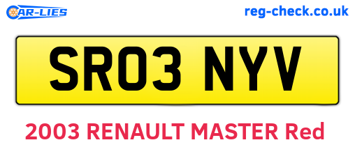 SR03NYV are the vehicle registration plates.