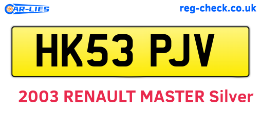 HK53PJV are the vehicle registration plates.