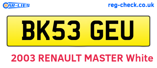 BK53GEU are the vehicle registration plates.