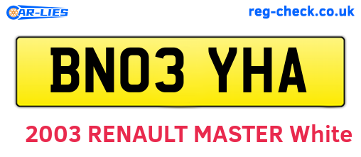 BN03YHA are the vehicle registration plates.