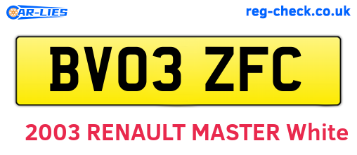 BV03ZFC are the vehicle registration plates.